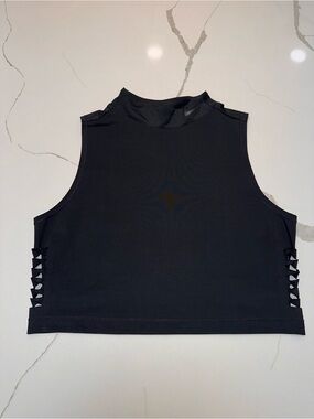 Nike Black Sleeveless Crop Top with Side Lattice Cutouts